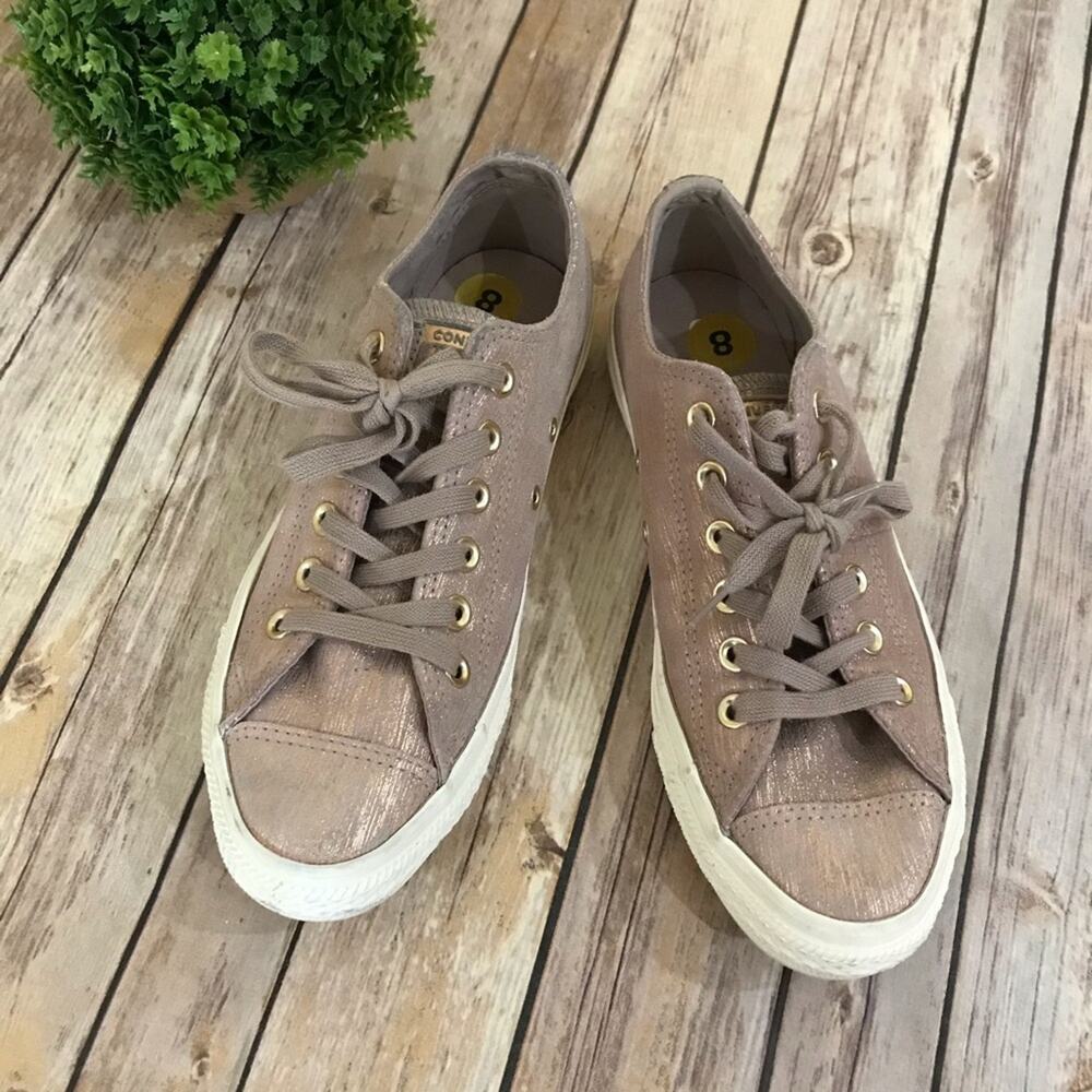 Converse Mauve Pink Rose Gold Suede Lace Up Sneakers Shoes Women’s Size 8